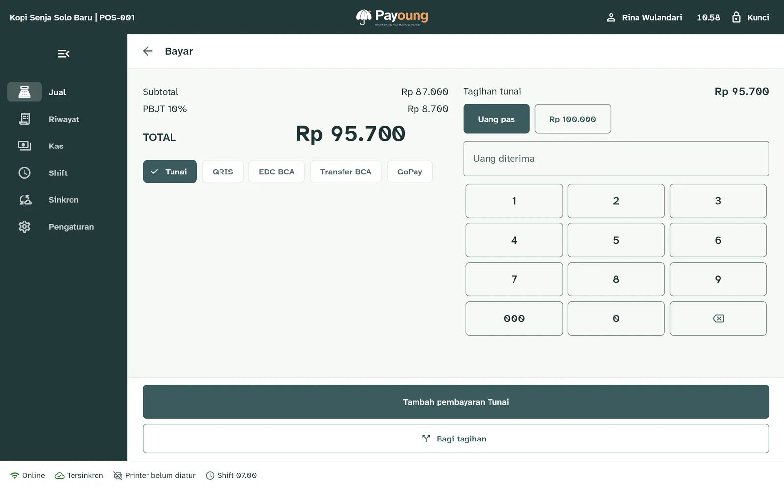 Tangkapan layar aplikasi Payoung
