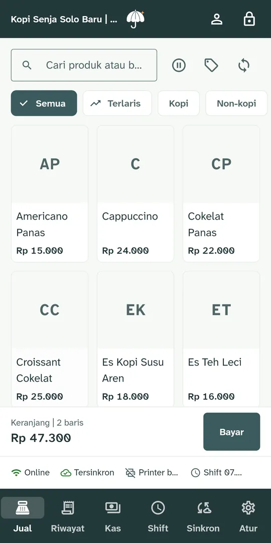 Tangkapan layar aplikasi Payoung