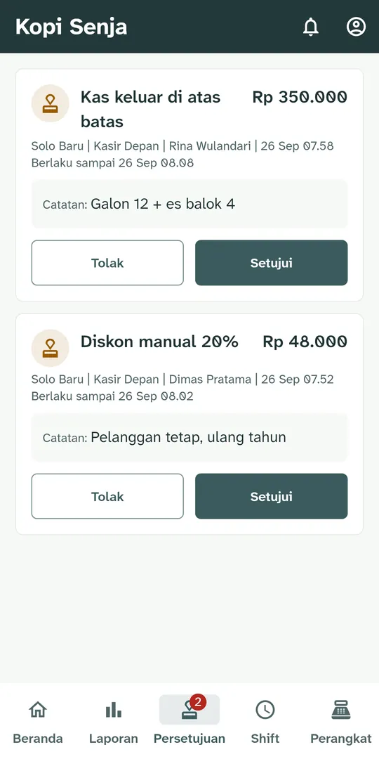 Tangkapan layar aplikasi Payoung